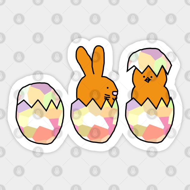 Funny Animals Eggs Easter Bunny and Baby Chick Sticker by ellenhenryart